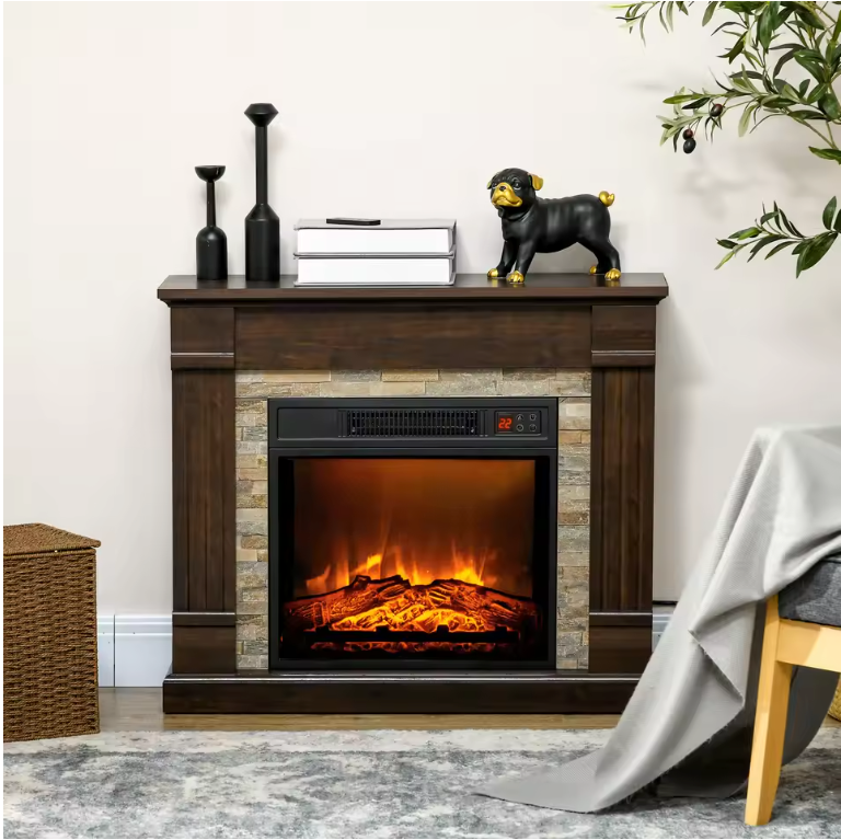 Elektrische Sfeerhaard met Kast – 1800W Haard met Vlam Effect, Afstandsbediening en Timer