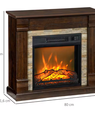 Elektrische Sfeerhaard met Kast – 1800W Haard met Vlam Effect, Afstandsbediening en Timer