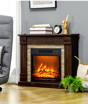 Elektrische Sfeerhaard met Kast – 1800W Haard met Vlam Effect, Afstandsbediening en Timer