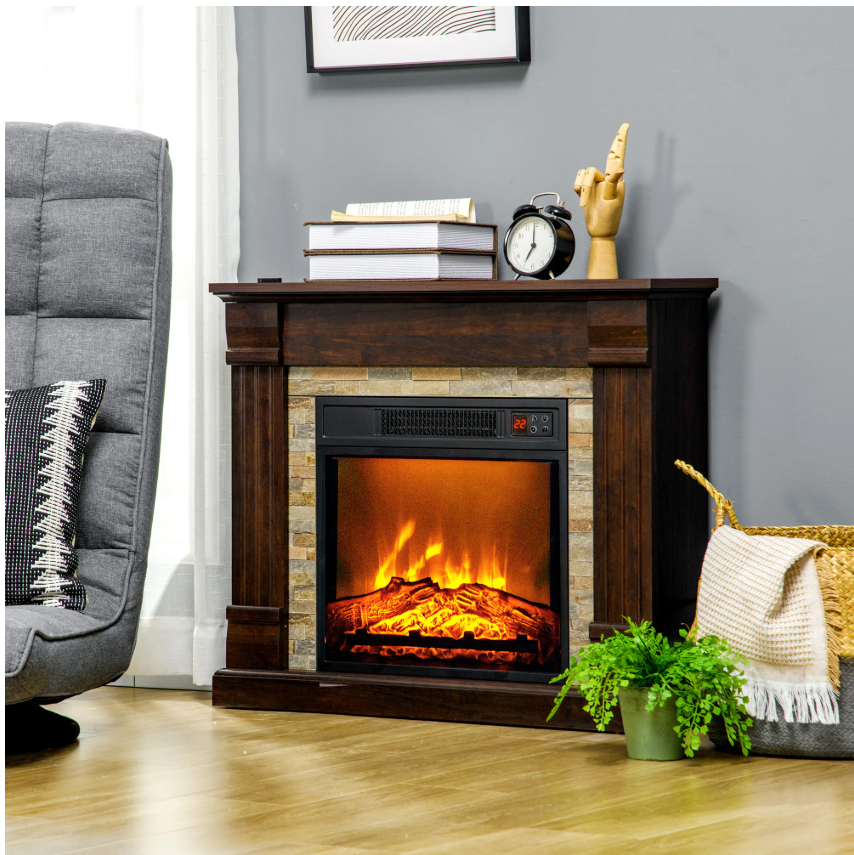 Elektrische Sfeerhaard met Kast – 1800W Haard met Vlam Effect, Afstandsbediening en Timer