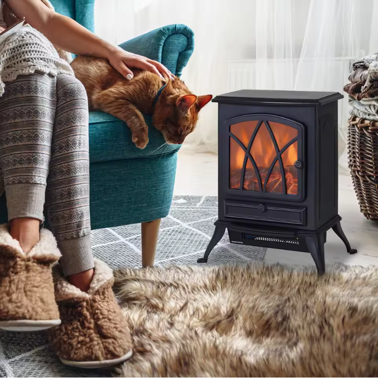 Elektrische Haardkachel Vrijstaand – 1000/2000W Sfeerhaard met LED Vlam Effect en Thermostaat