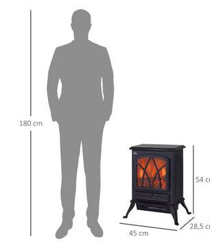 Elektrische Haardkachel Vrijstaand – 1000/2000W Sfeerhaard met LED Vlam Effect en Thermostaat
