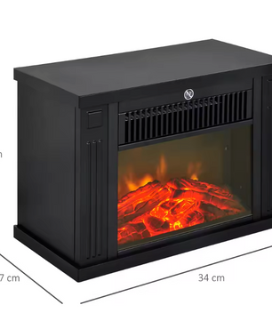 Elektrische Sfeerhaard Compact – 600/1200W Haardkachel met Vlam Effect en Thermostaat