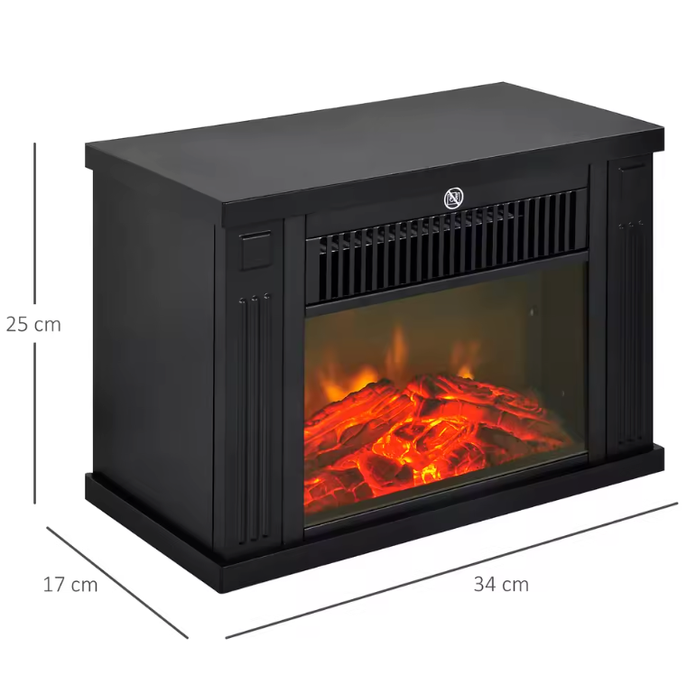 Elektrische Sfeerhaard Compact – 600/1200W Haardkachel met Vlam Effect en Thermostaat