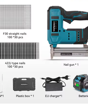 2-in-1 Elektrische Tacker en Spijkerpistool – Brushless Nailer/Stapler met Accu Aansluiting