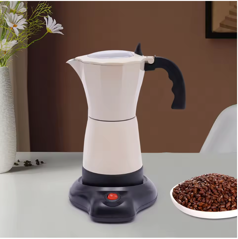 Elektrische Espresso Maker 300ml – Moka Pot met 2.5 Bar en 480W voor 1-6 Kopjes