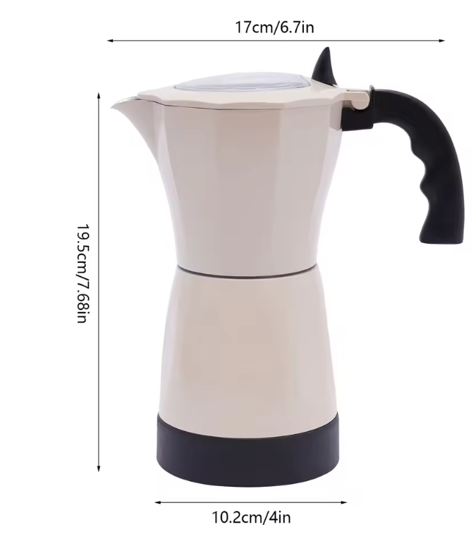 Elektrische Espresso Maker 300ml – Moka Pot met 2.5 Bar en 480W voor 1-6 Kopjes