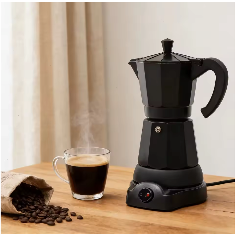 Elektrische Moka Pot 300ml – Espresso Maker met One-Touch Bediening en 480W Vermogen