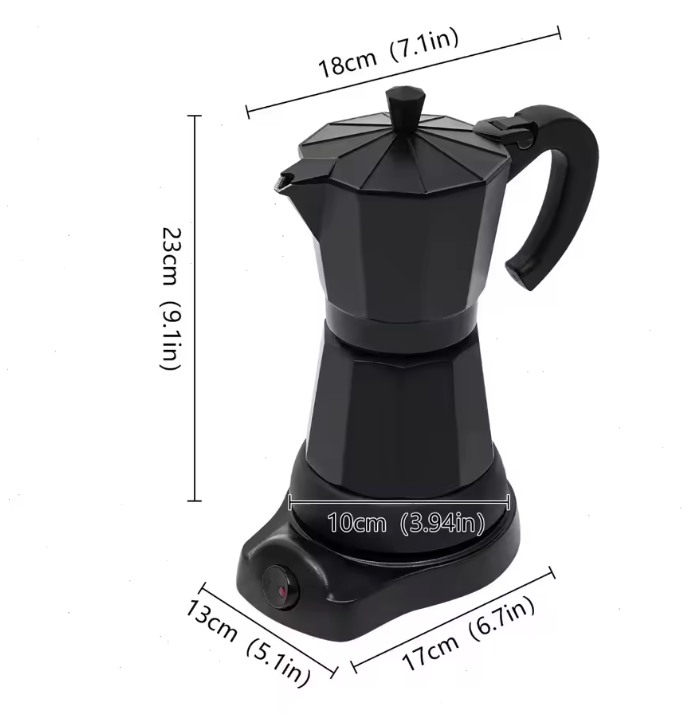 Elektrische Moka Pot 300ml – Espresso Maker met One-Touch Bediening en 480W Vermogen