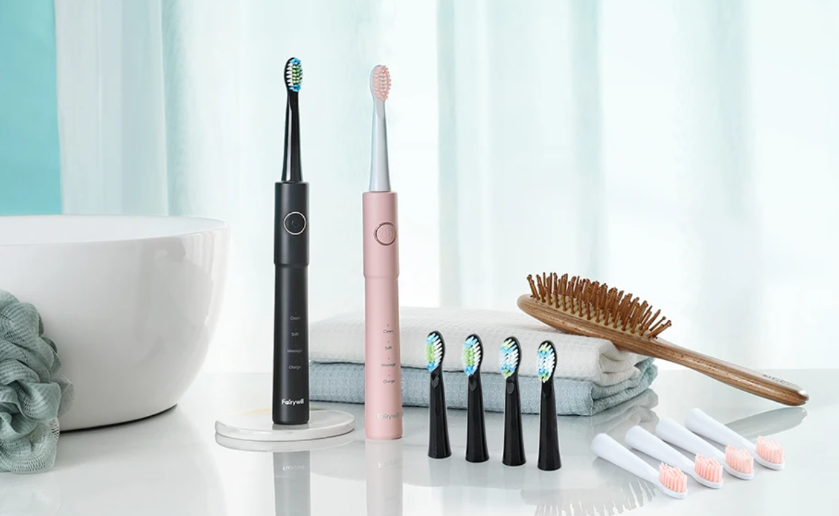Set van 2 Elektrische Sonic Tandenborstels – 8 Opzetborstels, USB Oplaadbaar en Waterdicht