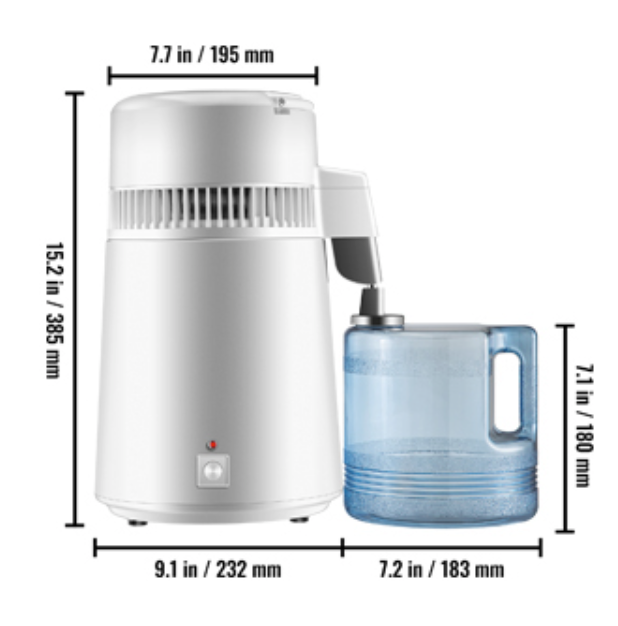4L Waterdistilleerder – RVS Waterzuiveraar met Snelle Verwarming en Veilig Systeem