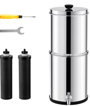 Gravity Waterfilter Systeem – RVS Waterzuiveraar met Koolstoffilters en Grote Capaciteit