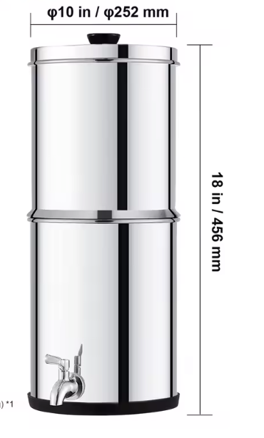 Gravity Waterfilter Systeem – RVS Waterzuiveraar met Koolstoffilters en Grote Capaciteit
