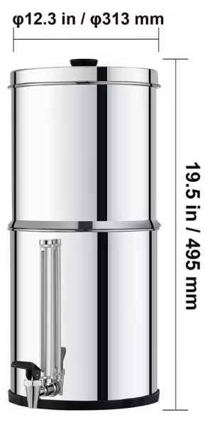 Gravity Waterfilter Systeem – RVS Waterzuiveraar met Koolstoffilters en Grote Capaciteit