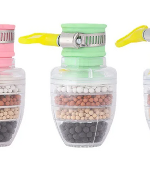 6-Laags Kraan Waterfilter – Compacte Waterzuiveraar met Actieve Kool en Medische Steen