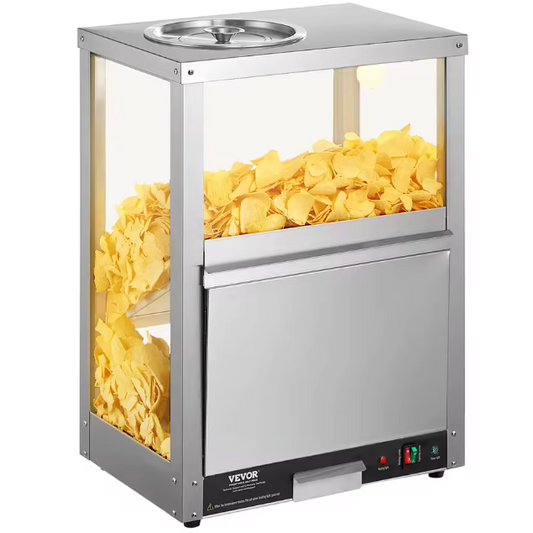 Nacho Warmer 80L – Professionele Snack Display met Verwarming en Glas