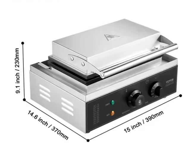 Wafelstok Maker 6 Stuks – Professionele Wafelijzer met Antiaanbaklaag en RVS Behuizing