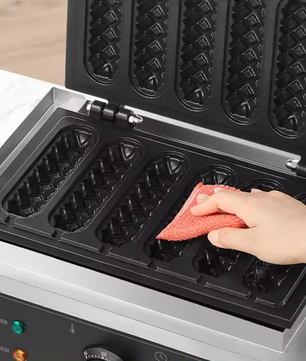 Wafelstok Maker 6 Stuks – Professionele Wafelijzer met Antiaanbaklaag en RVS Behuizing
