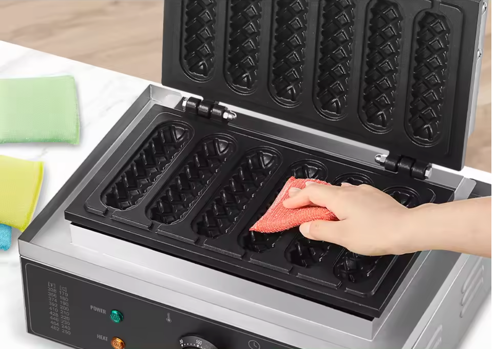 Wafelstok Maker 6 Stuks – Professionele Wafelijzer met Antiaanbaklaag en RVS Behuizing