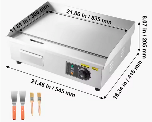 Elektrische Bakplaat 3200W – Professionele Grillplaat met Temperatuurregeling 50-300°C