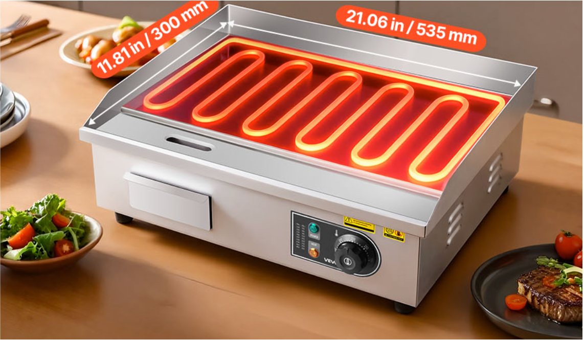 Elektrische Bakplaat 3200W – Professionele Grillplaat met Temperatuurregeling 50-300°C
