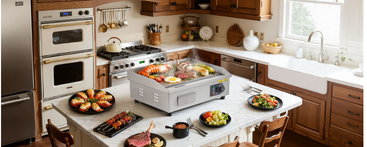 Elektrische Bakplaat 3200W – Professionele Grillplaat met Temperatuurregeling 50-300°C