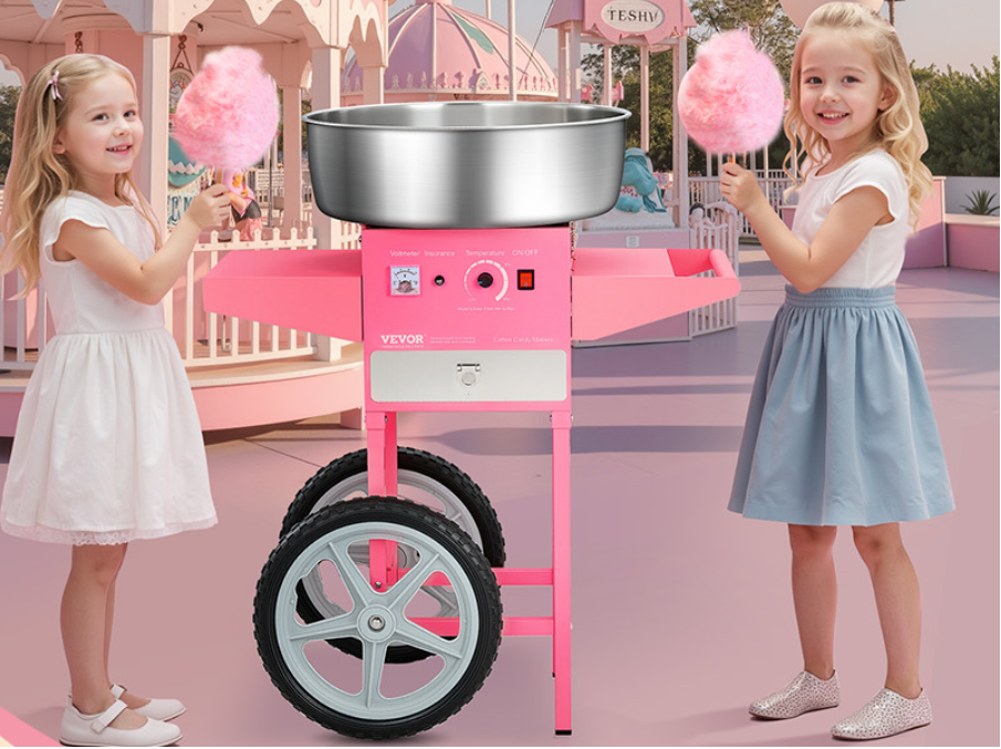 Suikerspin Machine 1000W met Kar – Professionele Cotton Candy Maker met RVS Kom