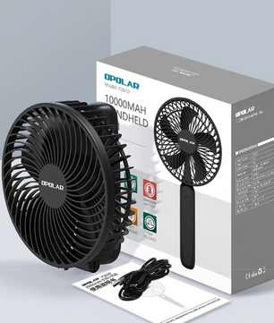 Mini Ventilator 10000mAh – Draagbare USB Handventilator met Opvouwbare Handgreep en Sterke Wind