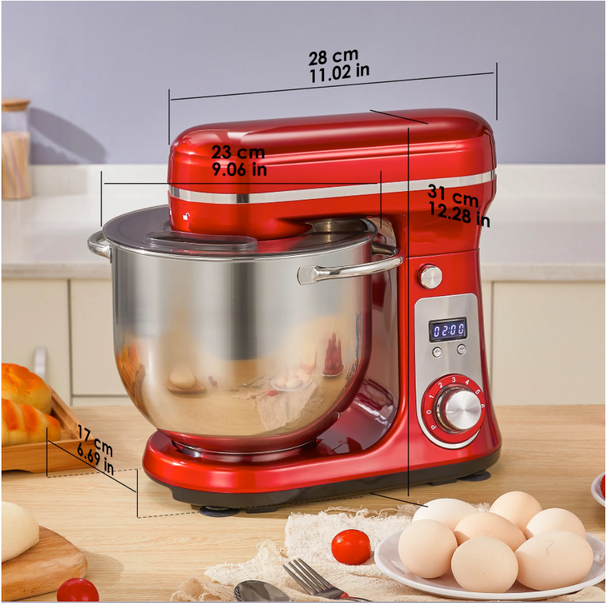 Keukenmachine 1200W met 6L RVS Kom – 6 Snelheden, Stil en Multifunctioneel