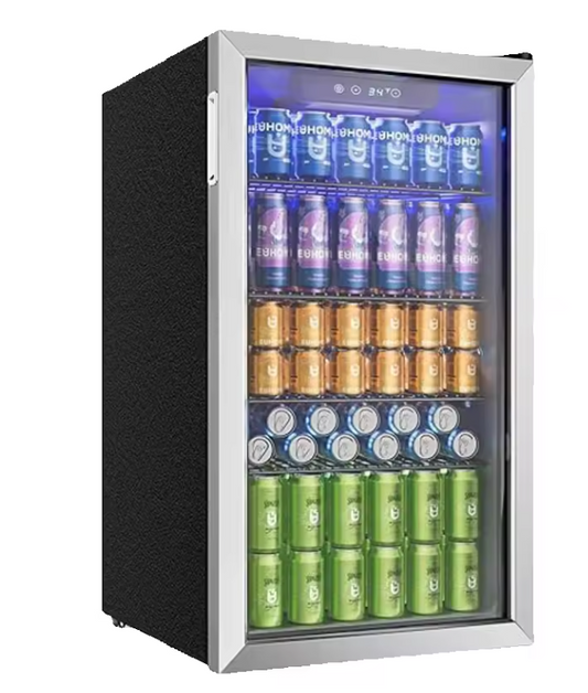 Drankkoelkast 90L – Mini Koelkast met Glazen Deur voor 126 Blikjes