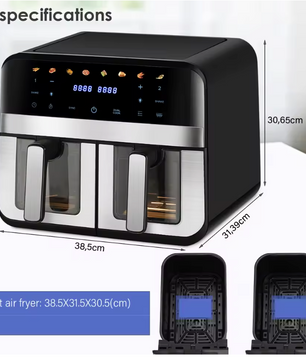 XL Airfryer 11,5L met Dubbele Mand en Kijkvenster