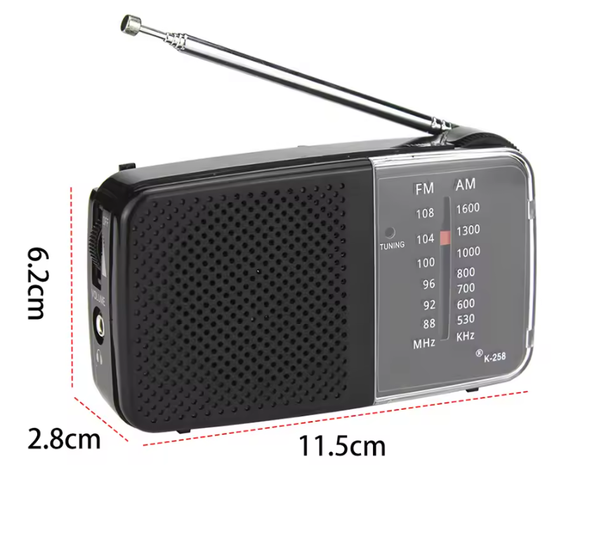 Draagbare AM/FM Radio met Speaker – Compacte Batterij Radio