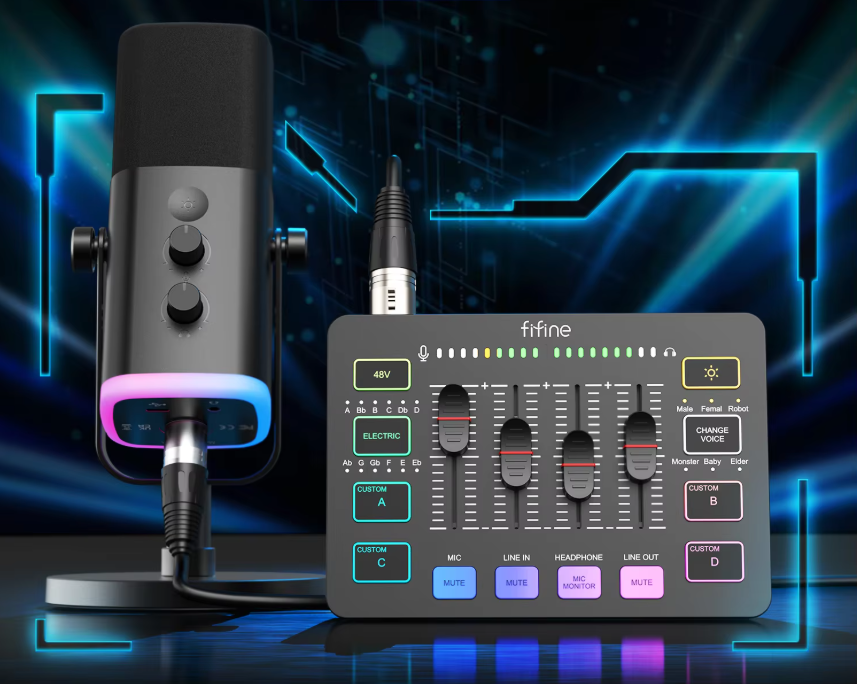 Podcast Kit met Audio Mixer en Microfoon – RGB Streaming Set