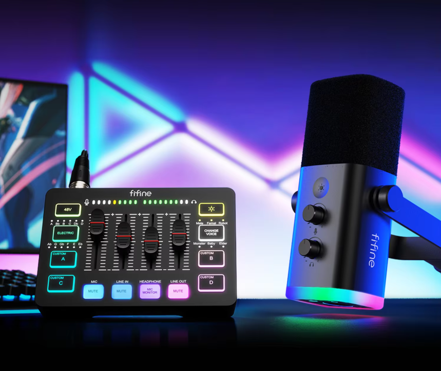 Podcast Kit met Audio Mixer en Microfoon – RGB Streaming Set
