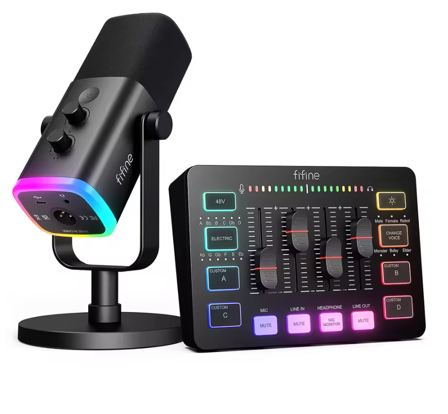 Podcast Kit met Audio Mixer en Microfoon – RGB Streaming Set