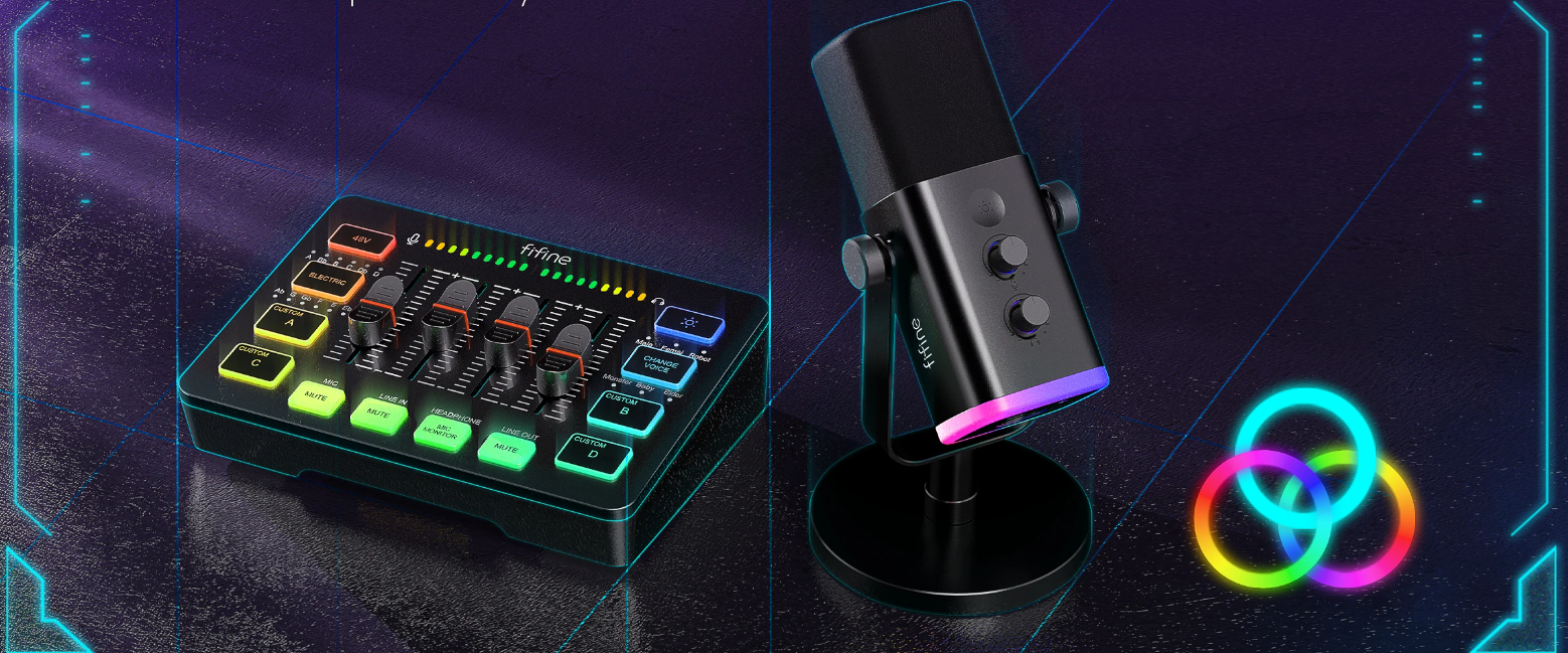 Podcast Kit met Audio Mixer en Microfoon – RGB Streaming Set