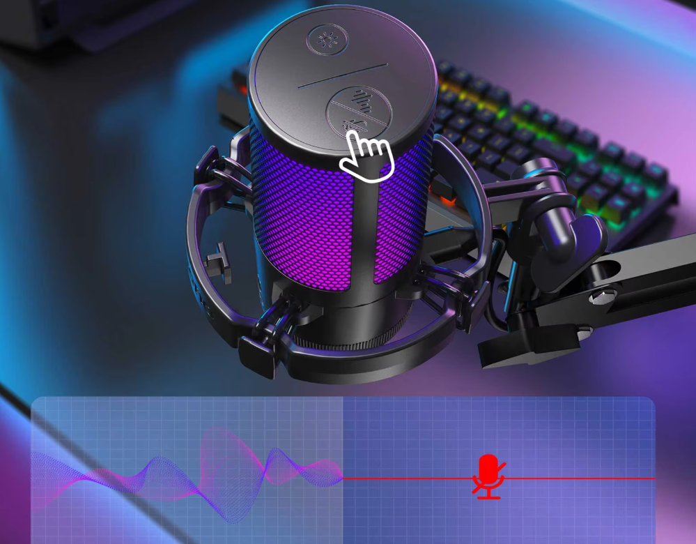 USB Condenser Gaming Microfoon met RGB – Streaming en Podcast Set