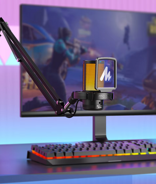 USB Condenser Gaming Microfoon met RGB – Streaming en Podcast Set