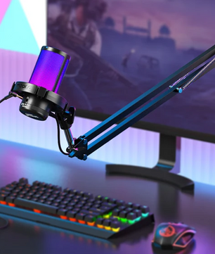 USB Condenser Gaming Microfoon met RGB – Streaming en Podcast Set