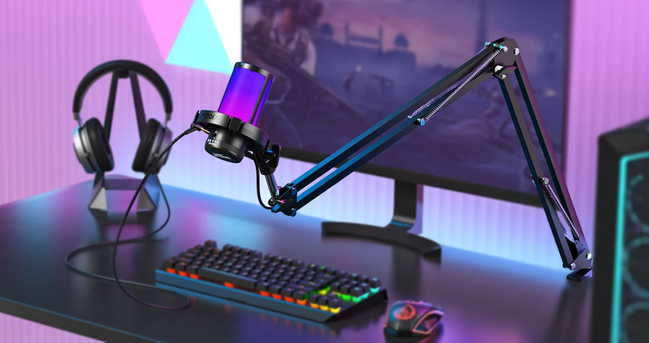 USB Condenser Gaming Microfoon met RGB – Streaming en Podcast Set
