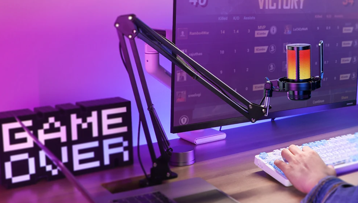USB Condenser Gaming Microfoon met RGB – Streaming en Podcast Set