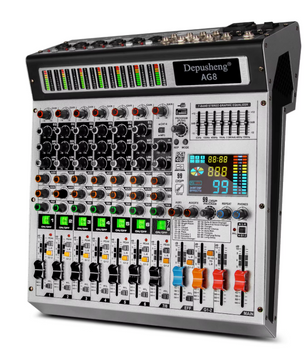 8 Kanaals Audio Mixer – DJ Mengpaneel met Bluetooth, USB en 48V Phantom Power
