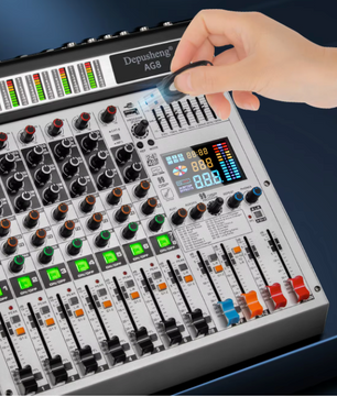 8 Kanaals Audio Mixer – DJ Mengpaneel met Bluetooth, USB en 48V Phantom Power