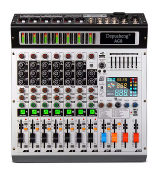 8 Kanaals Audio Mixer – DJ Mengpaneel met Bluetooth, USB en 48V Phantom Power