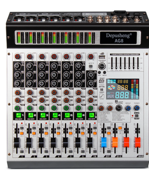 8 Kanaals Audio Mixer – DJ Mengpaneel met Bluetooth, USB en 48V Phantom Power