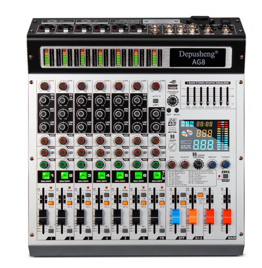 8 Kanaals Audio Mixer – DJ Mengpaneel met Bluetooth, USB en 48V Phantom Power