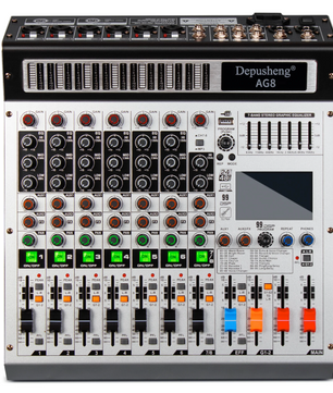 8 Kanaals Audio Mixer – DJ Mengpaneel met Bluetooth, USB en 48V Phantom Power