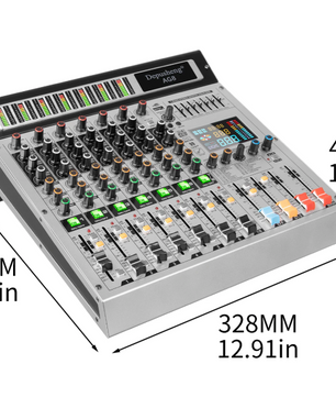 8 Kanaals Audio Mixer – DJ Mengpaneel met Bluetooth, USB en 48V Phantom Power