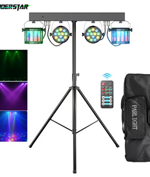 DJ Lichtset 60W RGBW – LED Par en Beam Effect met Statief en Tas