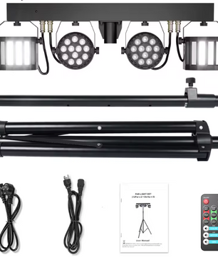 DJ Lichtset 60W RGBW – LED Par en Beam Effect met Statief en Tas
